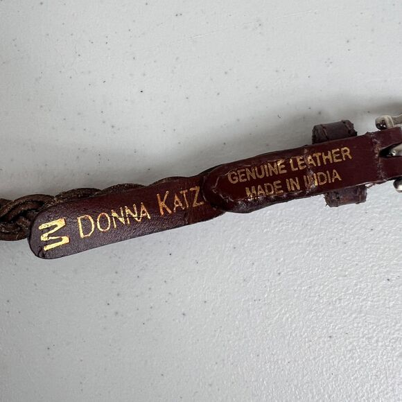 Donna Katz Women's Brown Braided Skinny Belt Genuine Leather Size M - Picture 5 of 8